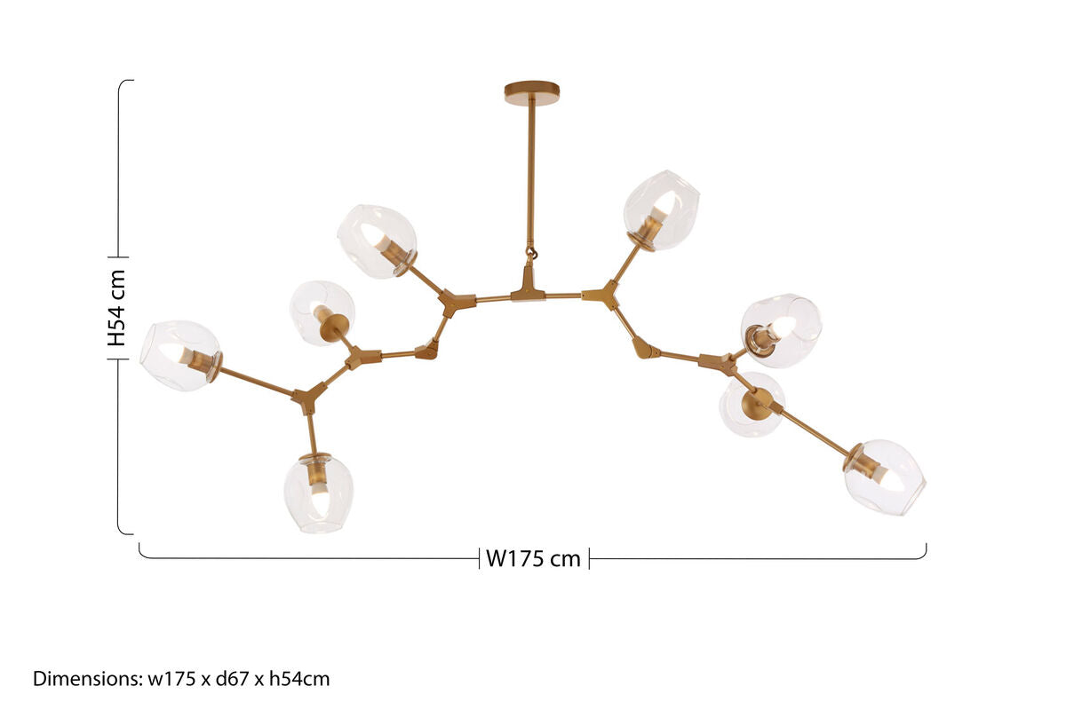 Abira Light Gold 8 Arm Pendant Lamp