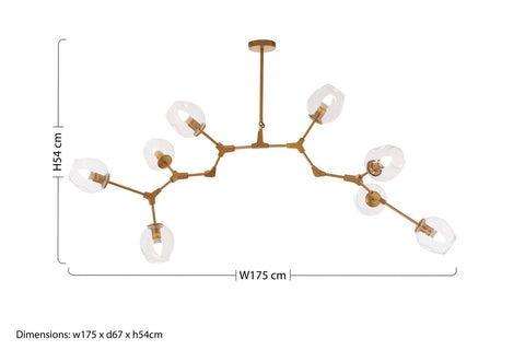Abira Light Gold 8 Arm Pendant Lamp