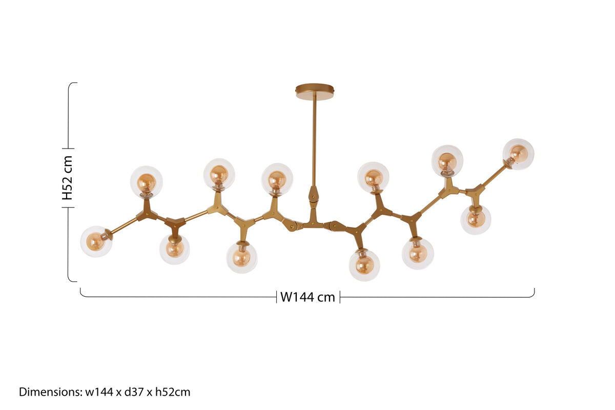 Abira 12 Arm  Gold Finish Pendant Light