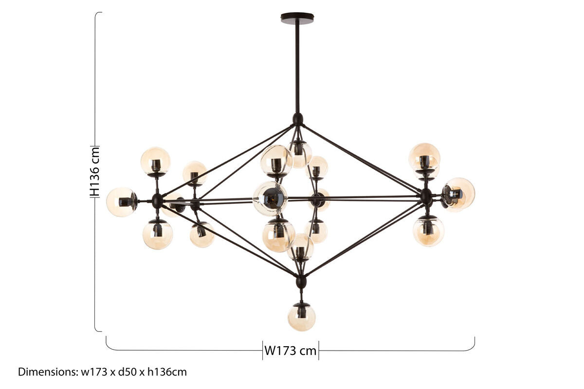 Abira Matte Black 21 Arm Pendant Lamp