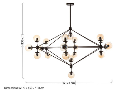 Abira Matte Black 21 Arm Pendant Lamp