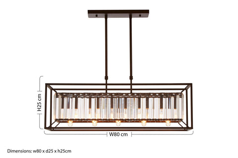 Akiko 5 Bulb Dark Bronze and Glass Ceiling Light