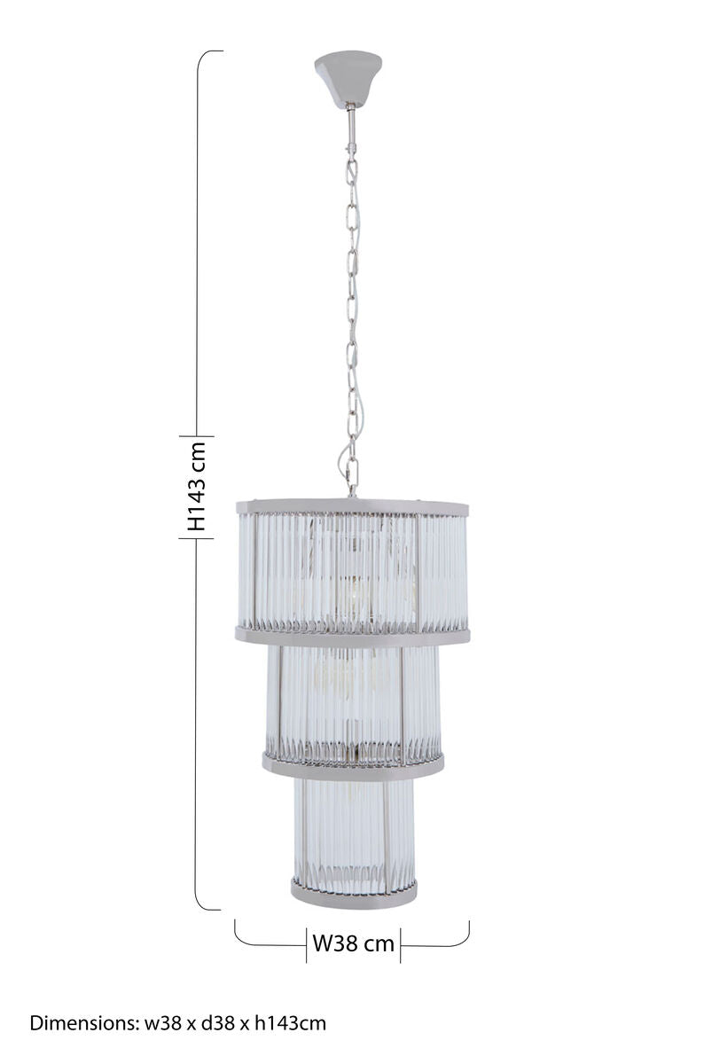 Salasco 3 Tier Nickel Finish Chandelier 38cm