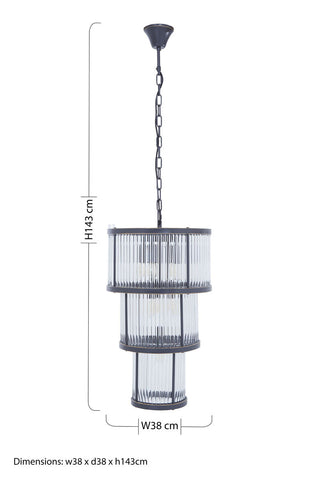 Salasco 3 Tier Black Finish Glass Chandelier