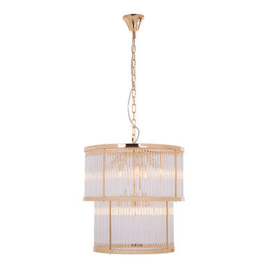 Salasco 2 Tier Gold Finish Glass Chandelier
