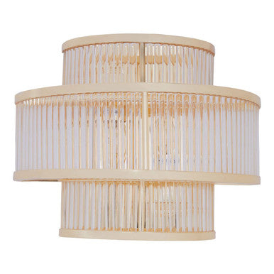 Salasco 3 tier glass wall light with warm metallic iron frame