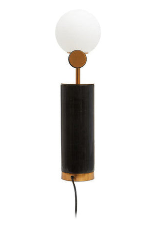 Marmo Black Marble Table Lamp With White Shade
