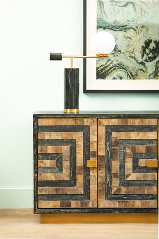 Marmo Black Marble Table Lamp With White Shade