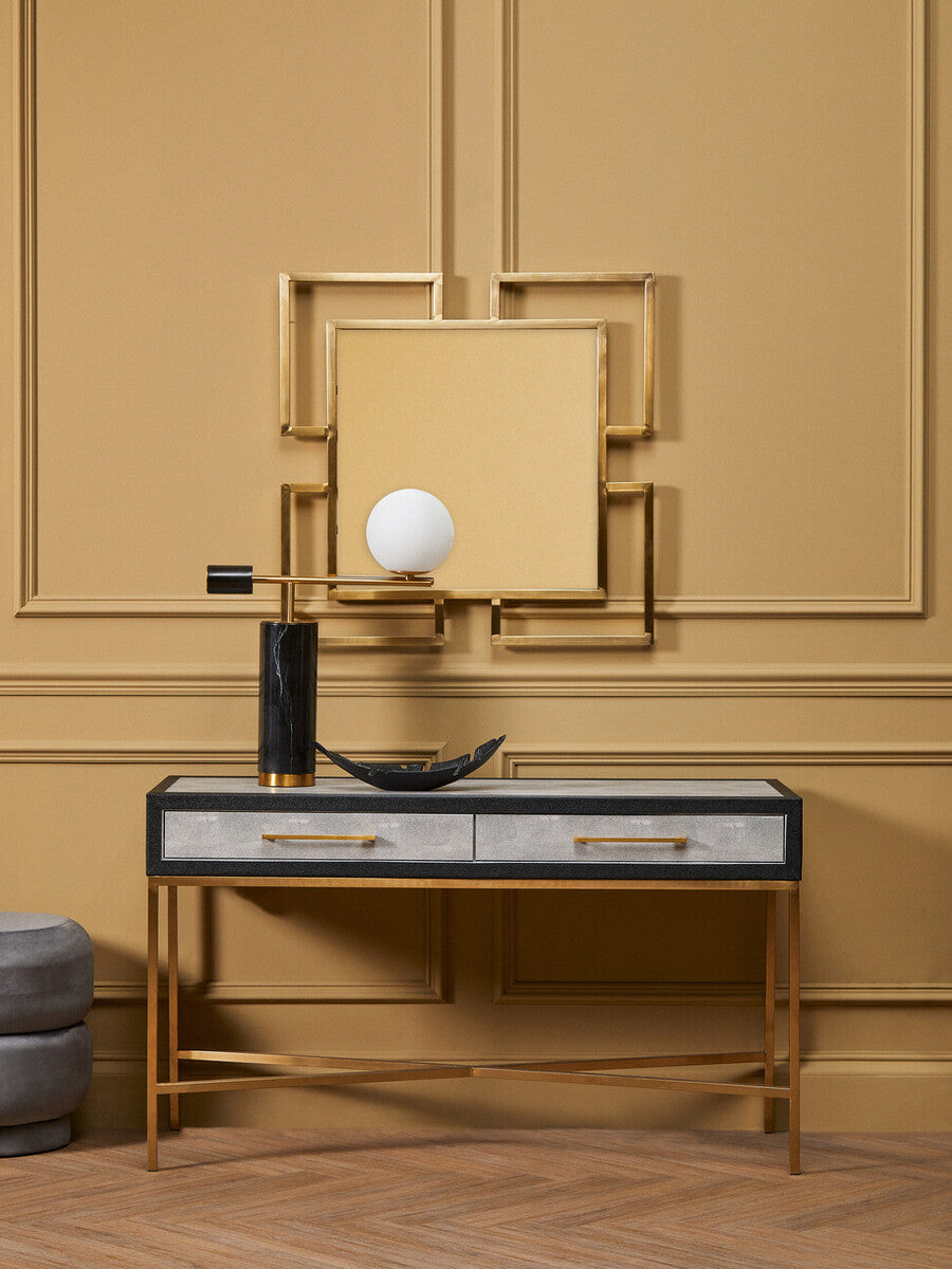 Marmo Black Marble Table Lamp With White Shade