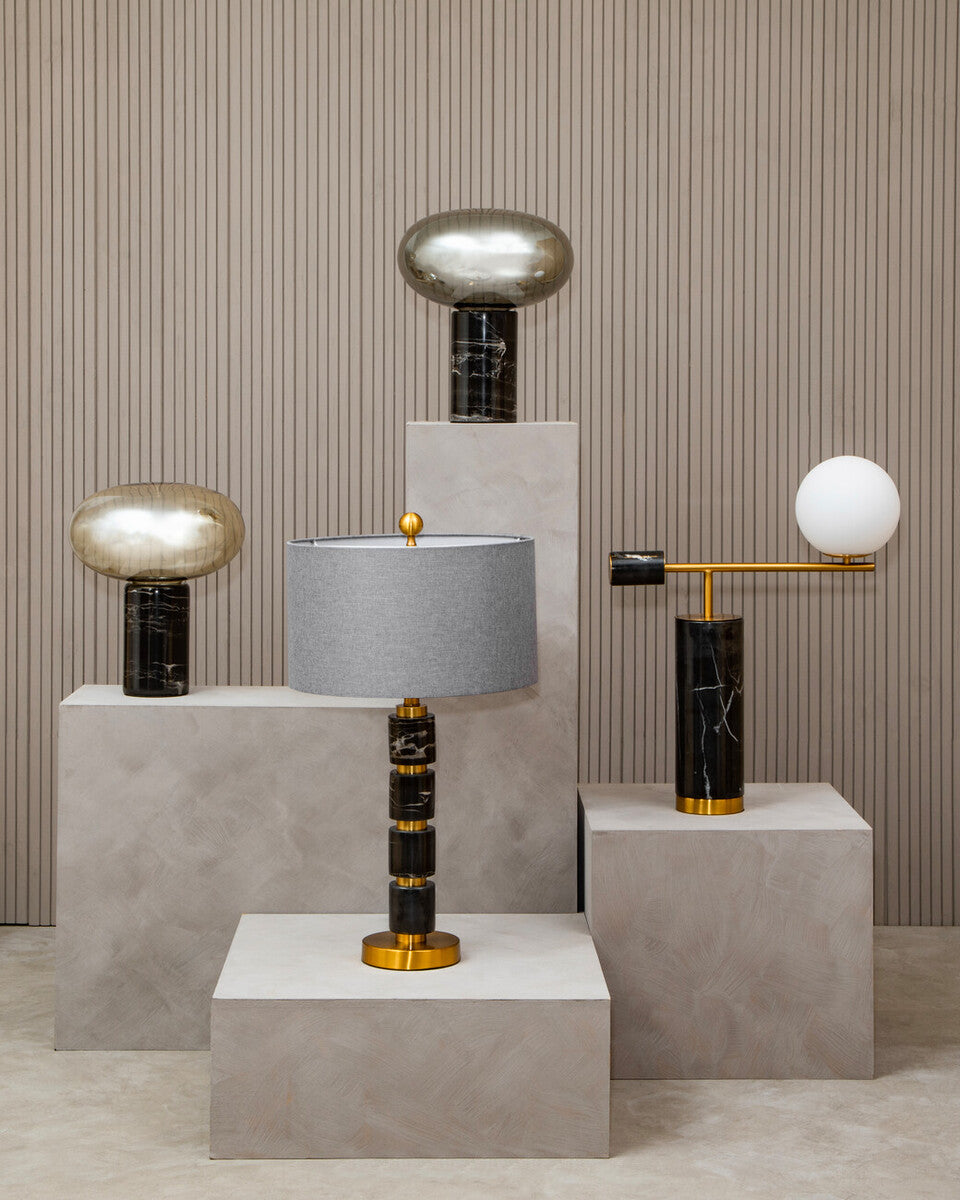 Marmo Grey Fabric Shade Table Lamp