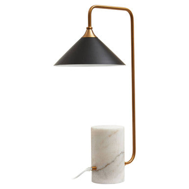 Marmo Black Shade Table Lamp With White Marble Base