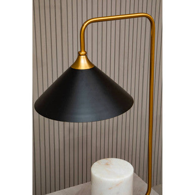 Marmo Black Shade Table Lamp With White Marble Base