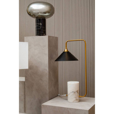 Marmo Black Shade Table Lamp With White Marble Base