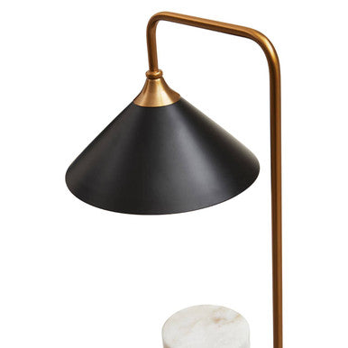 Marmo Black Shade Table Lamp With White Marble Base