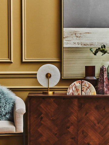 Waldorf White Marble And Gold Finish Table Lamp