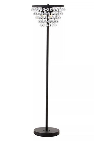 Hutchinson Clear Crystal Floor Lamp with Black Metal