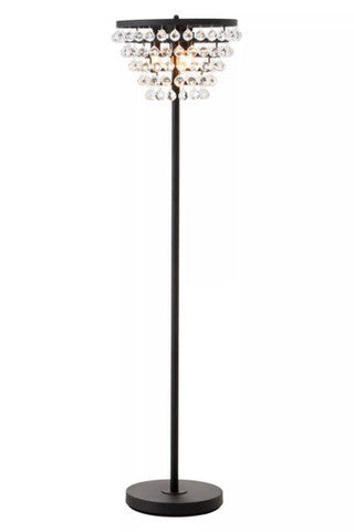 Hutchinson Clear Crystal Floor Lamp with Black Metal