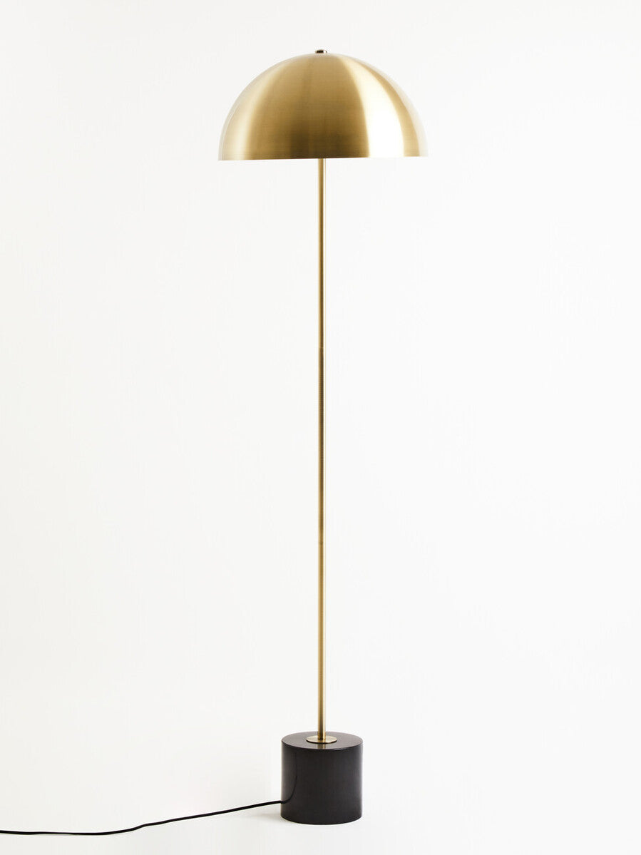 Murdoch Brushed Brass Floor Lamp with Black Marble Base