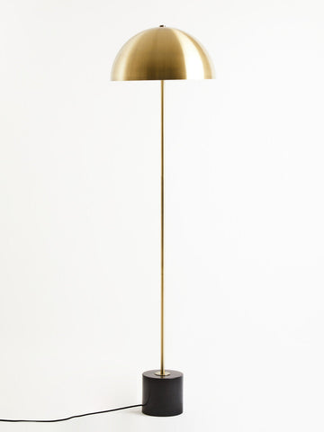 Murdoch Brushed Brass Floor Lamp with Black Marble Base