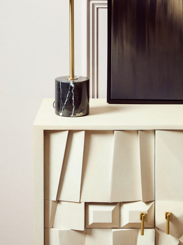 Murdoch Brushed Brass Table Lamp with Black Marble Base