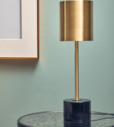 Palais Brushed Brass Table Lamp with Black Marble Base
