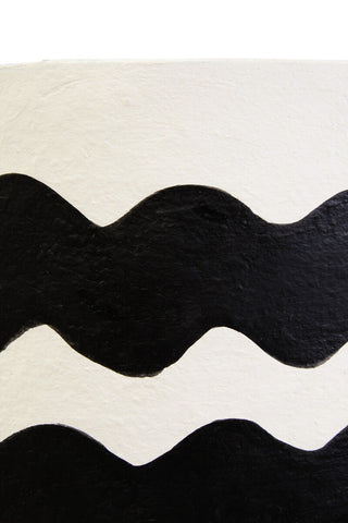 Carta Black And White Curved Stripe Papier Mache Table Lamp