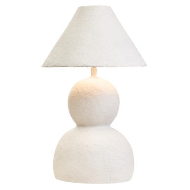 Carta 44cm White Papier Mache Table Lamp