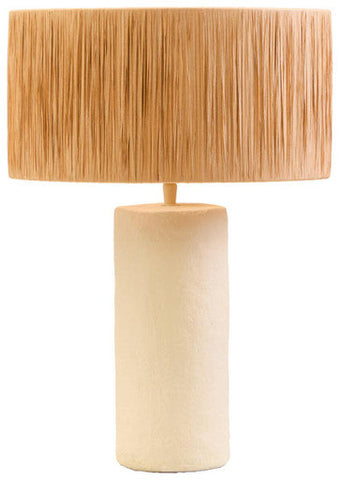 Carta 51cm Natural Papier Mache Table Lamp With Natural Raffia Shade