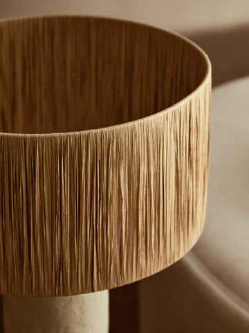 Carta Natural Papier Mache Table Lamp With Natural Raffia Shade