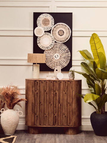 Carta Natural Papier Mache Table Lamp With Natural Raffia Shade