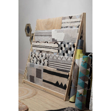 Bosie Safira Small Hair on Leather Chevron Patchwork Rug