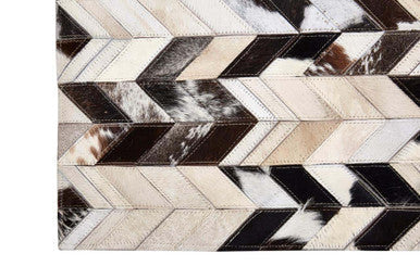 Bosie Safira Large Hair on Leather Chevron Patchwork Rug