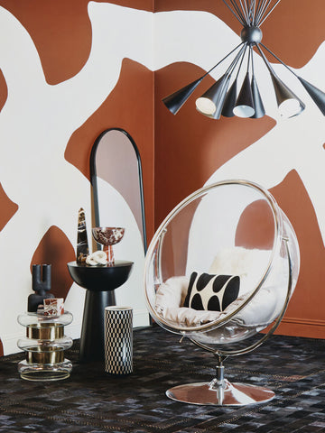 Bosie Safira Large Black Hair on Leather Patchwork Rug With Gold Studs