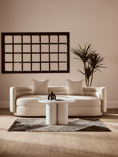 Bosie Safira Small Black And White Hair on Leather Rug