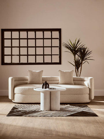 Bosie Safira Small Black And White Hair on Leather Rug