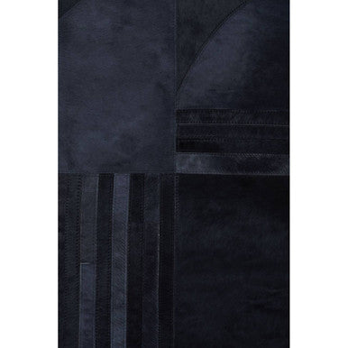 Bosie Safira Small Black And Grey Deco Hair on Leather Rug