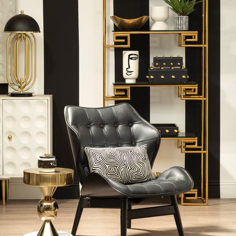 Bosie Ozella Black And White Embroidered Rectangular Cushion