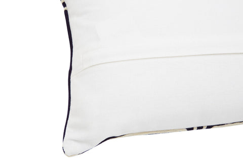 Bosie Ozella Black And White Embroidered Rectangular Cushion