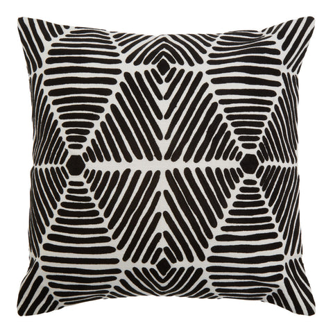 Bosie Ozella Black And White Square Embroidered Cushion