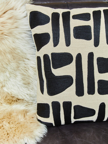 Bosie Ozella Natural And Black Rectangular Cushion