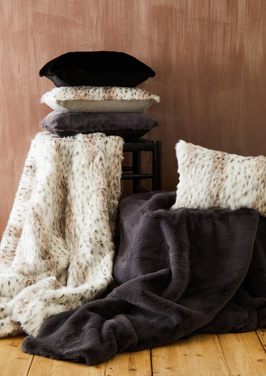 Bosie Lamina Grey Square Fur Cushion