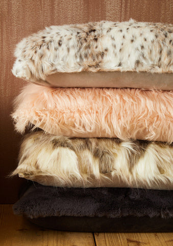 Bosie Lamina Grey Rectangular Fur Cushion
