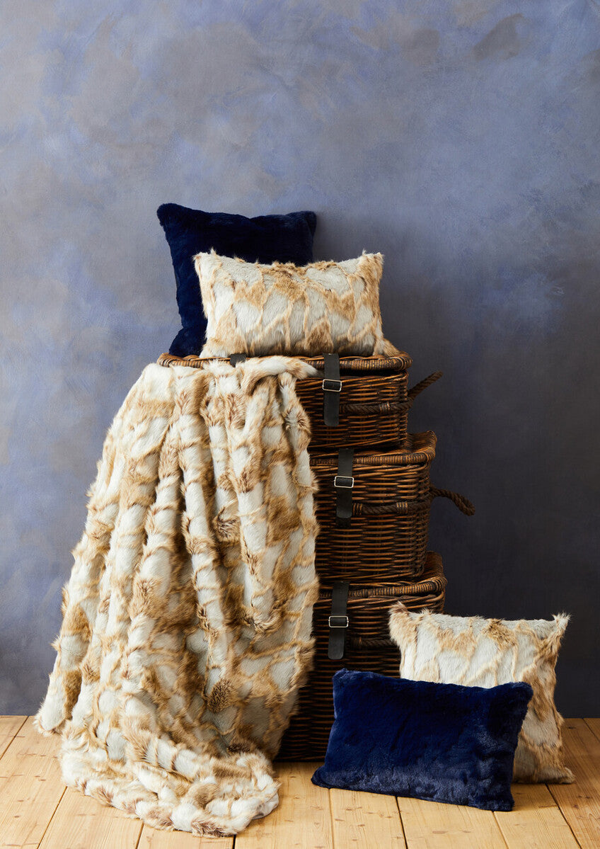 Bosie Lamina Grey And Natural Fur Throw