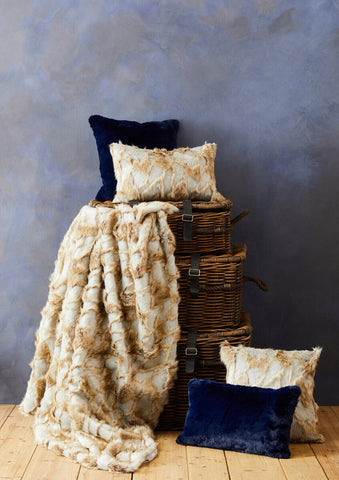 Bosie Lamina Grey And Natural Fur Throw