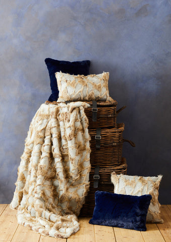 Bosie Lamina Grey And Natural Fur Throw