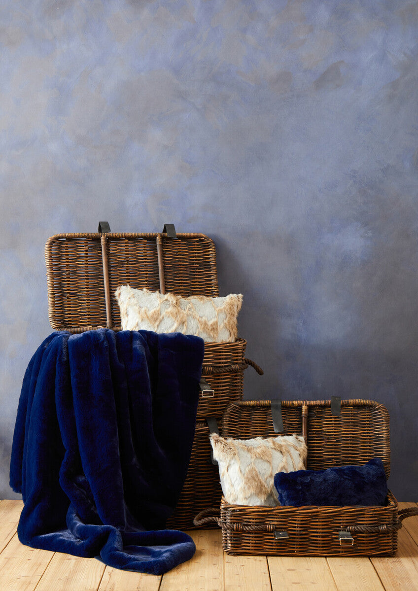 Bosie Lamina Grey And Natural Square Fur Cushion