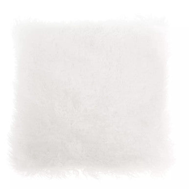 Bosie Real Mongolian Fur White Square Cushion