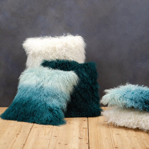 Bosie Real Mongolian Fur White Square Cushion