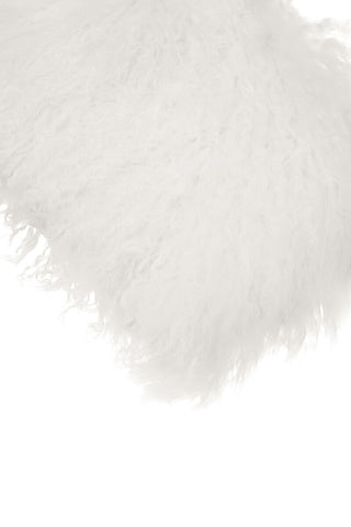 Bosie Real Mongolian Fur White Rectangular Cushion