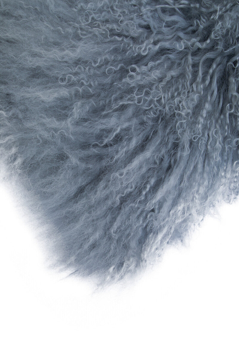 Bosie Real Mongolian Fur Grey Rectangular Cushion